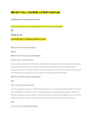MN 507 FULL COURSE LATEST-KAPLAN