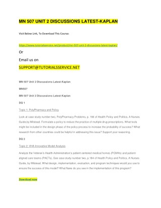MN 507 UNIT 2 DISCUSSIONS LATEST-KAPLAN