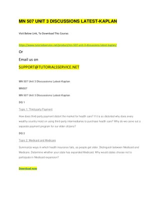 MN 507 UNIT 3 DISCUSSIONS LATEST-KAPLAN