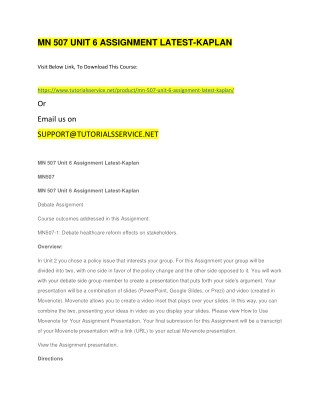 MN 507 UNIT 6 ASSIGNMENT LATEST-KAPLAN