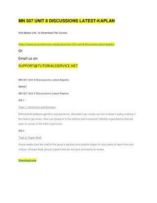 MN 507 UNIT 8 DISCUSSIONS LATEST-KAPLAN
