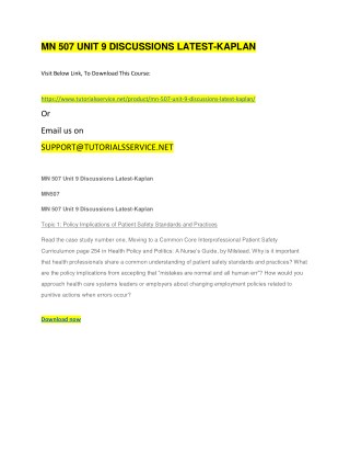 MN 507 UNIT 9 DISCUSSIONS LATEST-KAPLAN