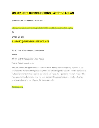 MN 507 UNIT 10 DISCUSSIONS LATEST-KAPLAN