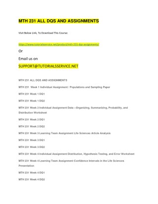MTH 231 ALL DQS AND ASSIGNMENTS