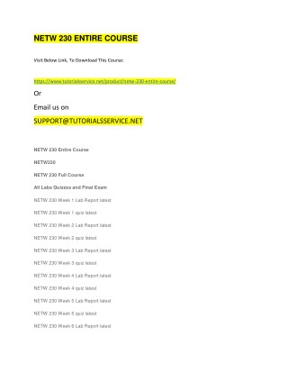 NETW 230 ENTIRE COURSE
