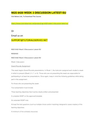 NGS 6420 WEEK 3 DISCUSSION LATEST-SU