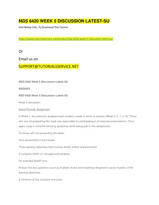 NGS 6420 WEEK 5 DISCUSSION LATEST-SU