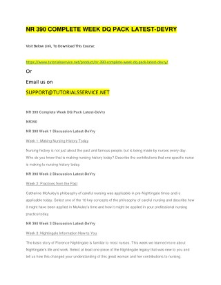 NR 390 COMPLETE WEEK DQ PACK LATEST-DEVRY
