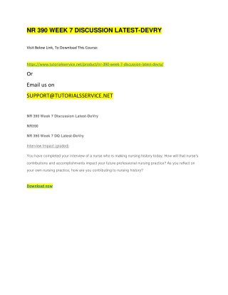 NR 390 WEEK 7 DISCUSSION LATEST-DEVRY