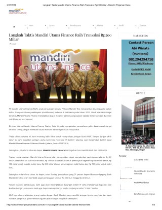 Langkah Taktis Mandiri Utama Finance Raih Transaksi Rp200 Miliar