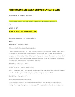 NR 392 COMPLETE WEEK DQ PACK LATEST-DEVRY