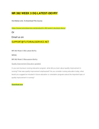 NR 392 WEEK 3 DQ LATEST-DEVRY