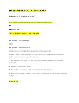 NR 392 WEEK 6 DQ LATEST-DEVRY