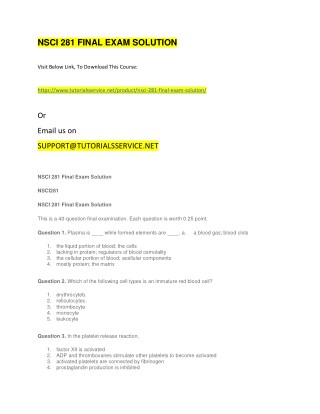 NSCI 281 FINAL EXAM SOLUTION