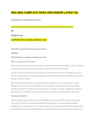 NSG 6005 COMPLETE WEEK DISCUSSION LATEST-SU