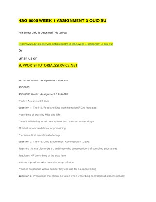 NSG 6005 WEEK 1 ASSIGNMENT 3 QUIZ-SU