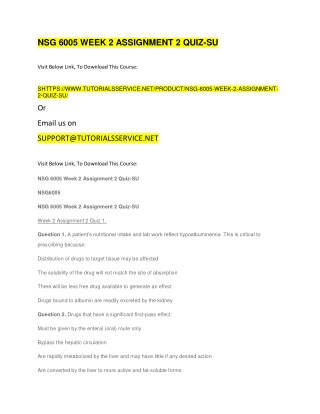 NSG 6005 WEEK 2 ASSIGNMENT 2 QUIZ-SU