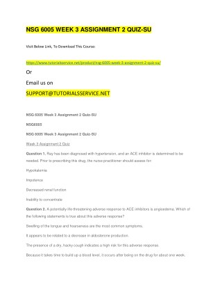 NSG 6005 WEEK 3 ASSIGNMENT 2 QUIZ-SU