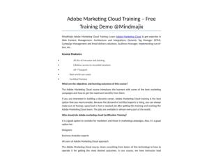 Adobe Marketing Cloud Training - Online Certification Course