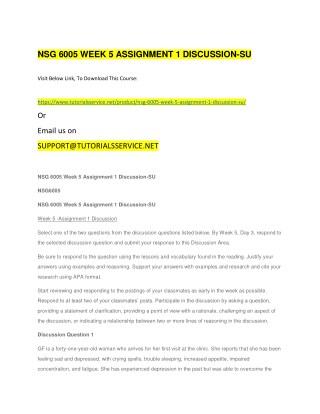 NSG 6005 WEEK 5 ASSIGNMENT 1 DISCUSSION-SU