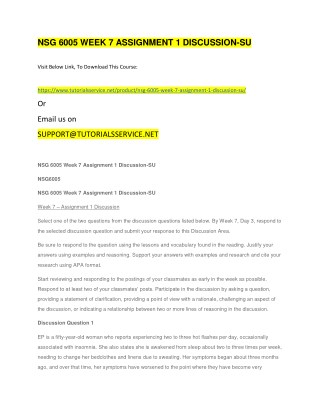 NSG 6005 WEEK 7 ASSIGNMENT 1 DISCUSSION-SU