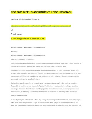 NSG 6005 WEEK 9 ASSIGNMENT 1 DISCUSSION-SU