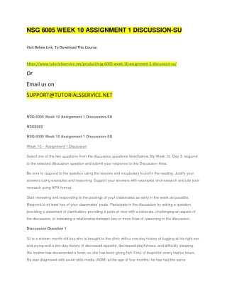 NSG 6005 WEEK 10 ASSIGNMENT 1 DISCUSSION-SU