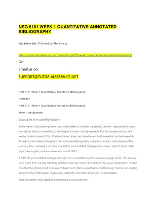 NSG 6101 WEEK 1 QUANTITATIVE ANNOTATED BIBLIOGRAPHY