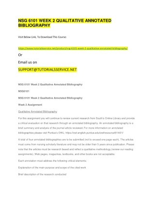 NSG 6101 WEEK 2 QUALITATIVE ANNOTATED BIBLIOGRAPHY