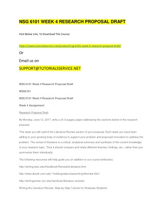 NSG 6101 WEEK 4 RESEARCH PROPOSAL DRAFT