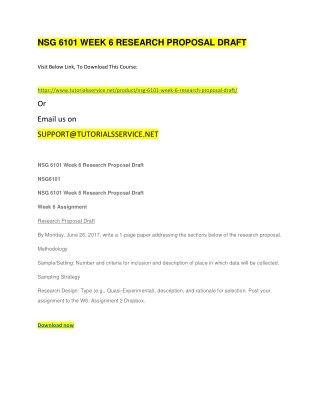 NSG 6101 WEEK 6 RESEARCH PROPOSAL DRAFT