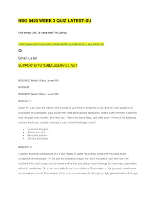 NSG 6420 WEEK 3 QUIZ LATEST-SU