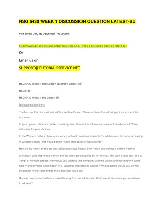 NSG 6430 WEEK 1 DISCUSSION QUESTION LATEST-SU