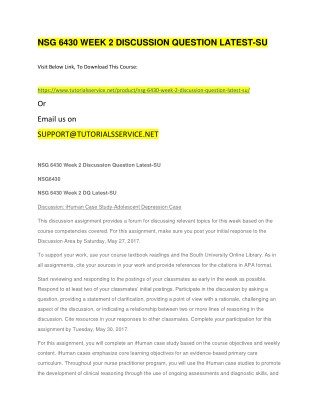 NSG 6430 WEEK 2 DISCUSSION QUESTION LATEST-SU
