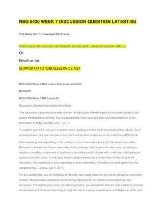 NSG 6430 WEEK 7 DISCUSSION QUESTION LATEST-SU