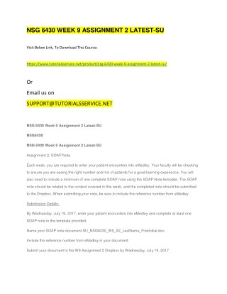 NSG 6430 WEEK 9 ASSIGNMENT 2 LATEST-SU