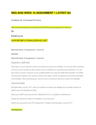 NSG 6430 WEEK 10 ASSIGNMENT 1 LATEST-SU