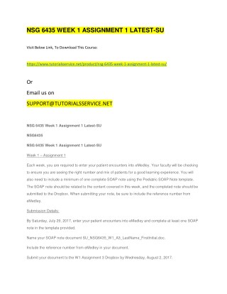 NSG 6435 WEEK 1 ASSIGNMENT 1 LATEST-SU