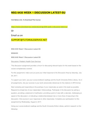 NSG 6435 WEEK 1 DISCUSSION LATEST-SU
