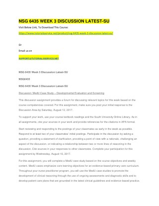 NSG 6435 WEEK 3 DISCUSSION LATEST-SU