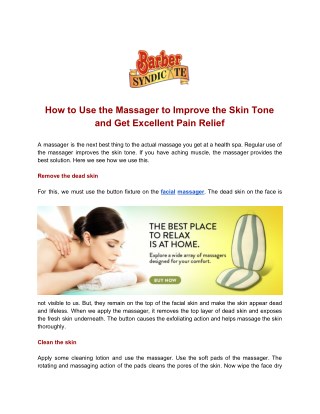 How to Use the Massager to Improve the Skin Tone