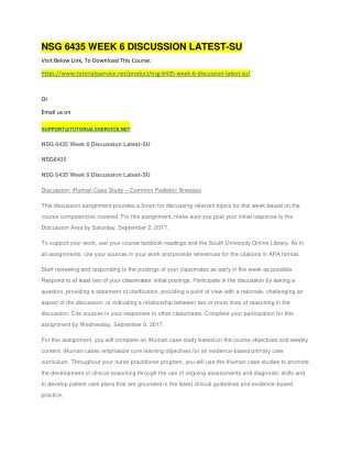 NSG 6435 WEEK 6 DISCUSSION LATEST-SU