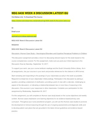 NSG 6435 WEEK 8 DISCUSSION LATEST-SU