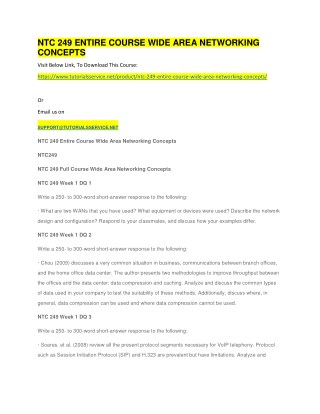 NTC 249 ENTIRE COURSE WIDE AREA NETWORKING CONCEPTS