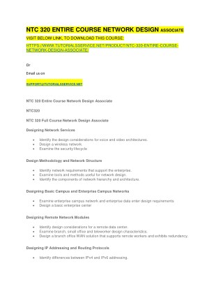 NTC 320 ENTIRE COURSE NETWORK DESIGN ASSOCIATE