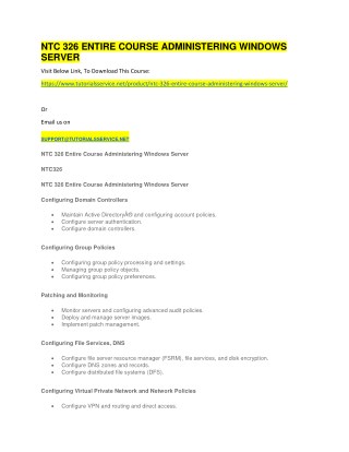 NTC 326 ENTIRE COURSE ADMINISTERING WINDOWS SERVER