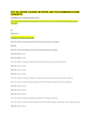 NTC 361 ENTIRE COURSE NETWORK AND TELECOMMUNICATIONS CONCEPTS