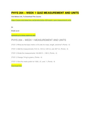 PHYS 204 â€“ WEEK 1 QUIZ MEASUREMENT AND UNITS