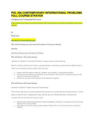 POL 300 CONTEMPORARY INTERNATIONAL PROBLEMS FULL COURSE-STRAYER