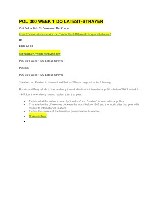 POL 300 WEEK 1 DQ LATEST-STRAYER